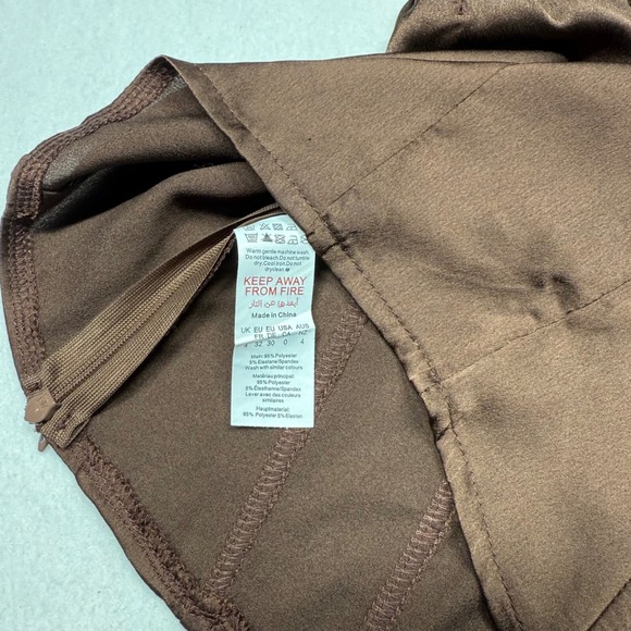 Boohoo Top Women's 0 Chocolate Brown Crop Satin Corset Going Out Party Concert - Picture 4 of 6